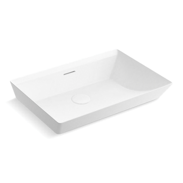 Kohler® 21060-0 Brazn™ Bathroom Sink With Overflow, Rectangular Shape, 23 in L x 16 in W x 7 in H, Above-Counter Mount, Vitreous China, White