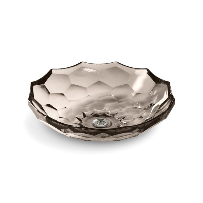 Kohler® 2373-TG3 Briolette™ Faceted Vessel Bathroom Sink, Round Shape, 17-1/2 in W x 4-3/4 in H, Above-Counter Mount, Glass, Translucent Doe