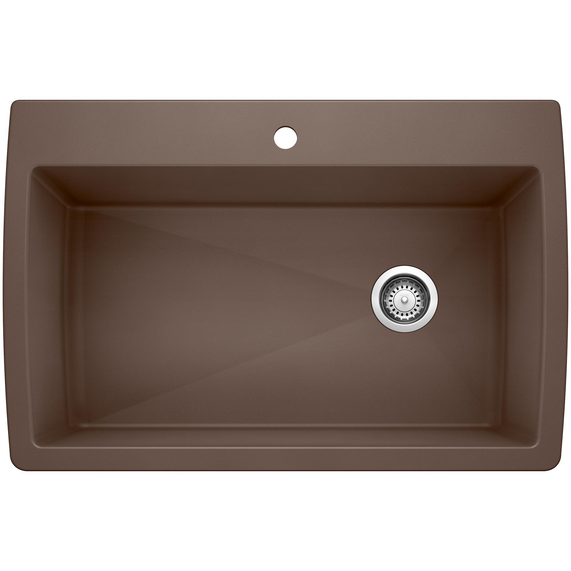 Blanco 440192 DIAMOND™ SILGRANIT® II Kitchen Sink, Rectangle Shape, 1 Faucet Holes, 32-1/2 in W x 22 in D, Granite, Cafe Brown, Import