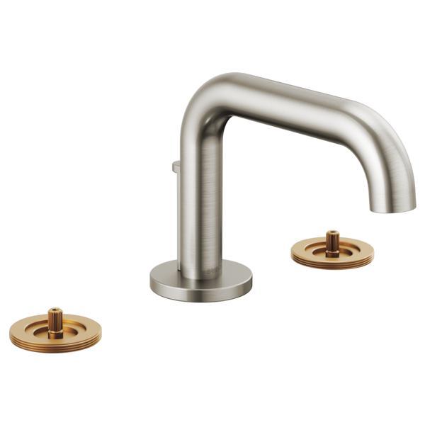 Brizo® 65334LF-NKLHP Litze® Widespread Lavatory Faucet, 1.5 gpm Flow Rate, 3 in H Spout, 6 to 16 in Center, Luxe Nickel, 2 Handles, Metal Pop-Up Drain, Import