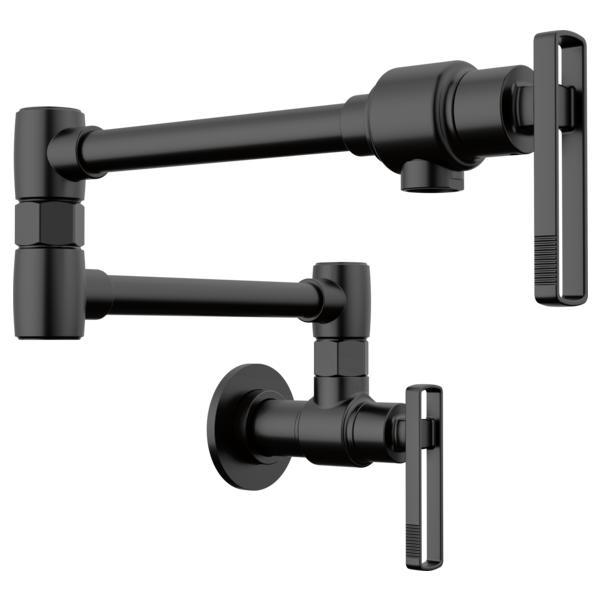 Brizo® 62807LF-BL Kintsu® Pot Filler, 4 gpm Flow Rate, Dual Jointed Swivel Spout, Matte Black, 2 Handles, Import