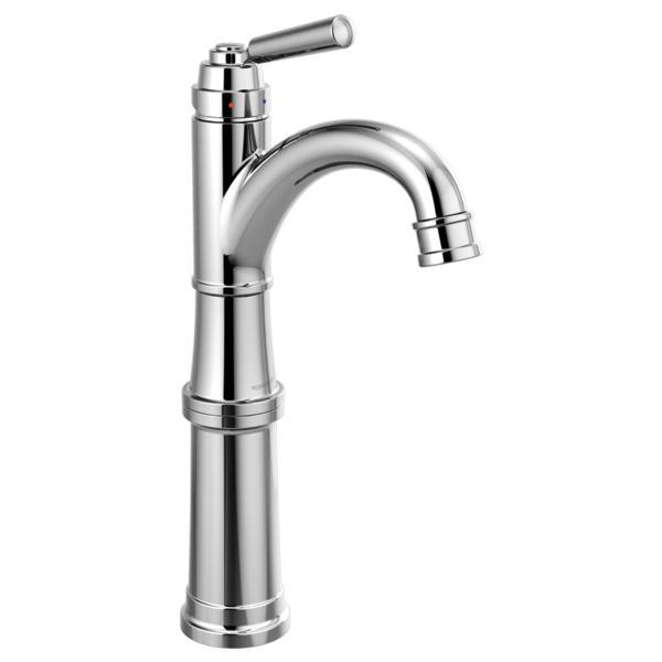 Peerless® P1723LF Westchester™ Vessel Bathroom Faucet With Riser, 5-1/8 in Spout, 11-15/16 in H Spout, Polished Chrome, 1 Handles, Pop-Up Drain, Import