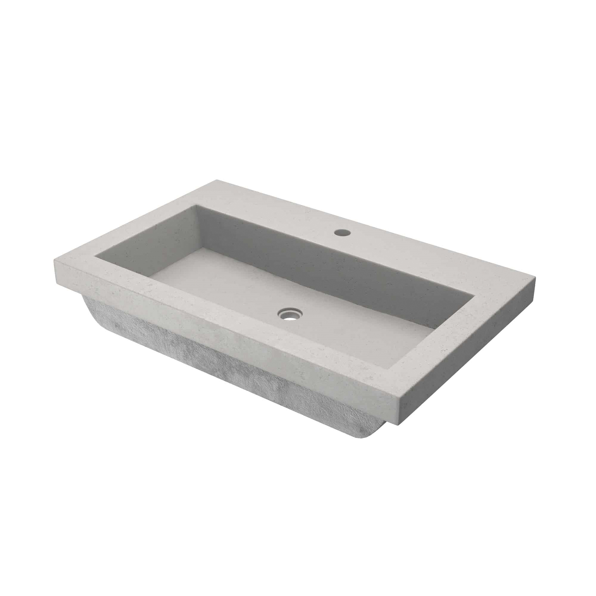 Native Trails NSL3019-A NativeStone® Trough 3619 Bathroom Sink, Rectangle Shape, 30 in W x 19 in D x 5-1/2 in H, Drop-In Mount, Concrete, Ash, Import