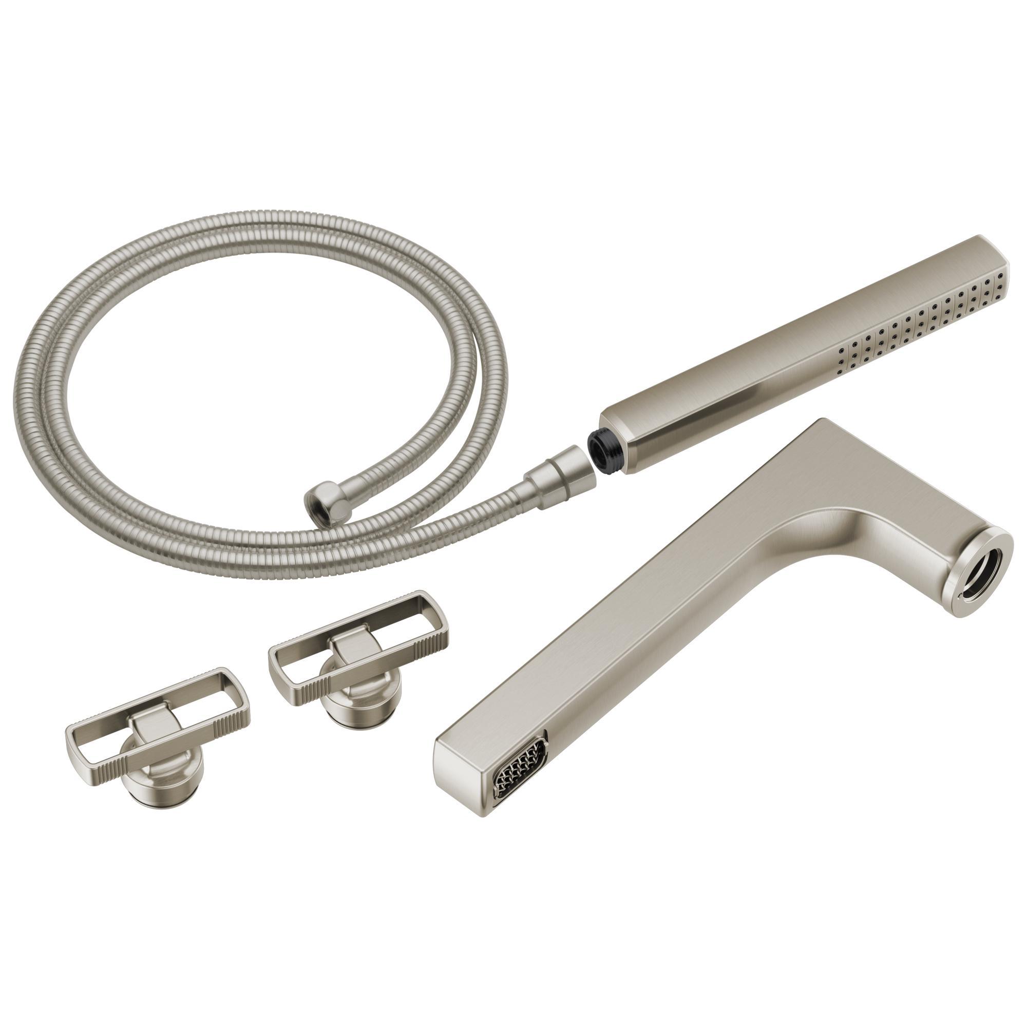 Brizo® T70308-NK Kintsu™ Tub Filler, 1.75 gpm at 80 psi Flow Rate, 8 in Center, Luxe Nickel, 2 Handles, Import