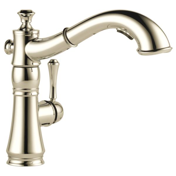 DELTA® 4197-PN-DST Cassidy™ Kitchen Faucet, Commercial, 1.8 gpm Flow Rate, Swivel Spout, Polished Nickel, 1 Handles, 1 Faucet Holes