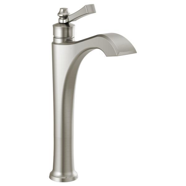 DELTA® 756-SS-DST Dorval™ Vessel Bathroom Faucet, Commercial/Residential, 5-1/2 in Spout, 9-3/16 in H Spout, Stainless, 1 Handles, Import