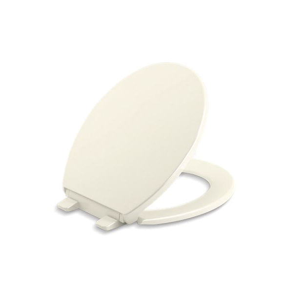Kohler® 20111-96 Brevia™ Toilet Seat With Grip-Tight Bumper, Round Bowl, Closed Front, Plastic, Biscuit, Slow Close Hinge