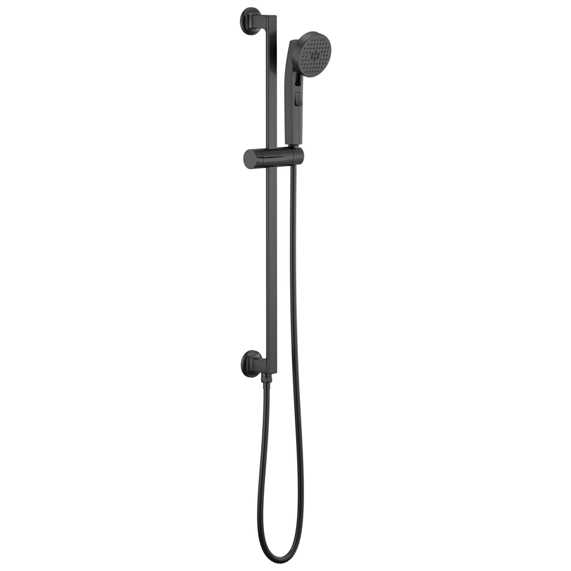 Brizo® 88706-BL Kintsu® Slide Bar Hand Shower, 3-7/8 in Dia 4 Shower Head, 1.75 gpm Flow Rate, 60 to 82 in L Hose, 1/2 in - 14 NPT Connection, Matte Black, Import