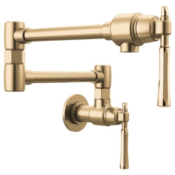 Brizo® 62858LF-GLPG The Tulham™ Kitchen Collection by Brizo® Pot Filler Kitchen Faucet, 4 gpm Flow Rate, Luxe Gold / Polished Gold, 2 Handles, Import