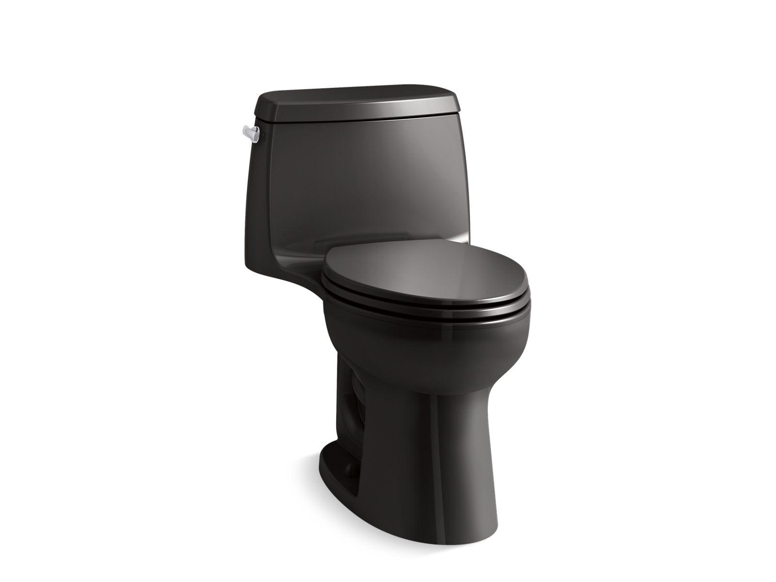 Kohler® 30810-7 30810 1-Piece Toilet, Santa Rosa™, Compact Elongated Bowl, 12 in Rough-In, 1.28 gpf, Black Black