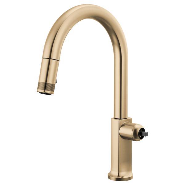 Brizo® 63006LF-GLLHP-L Kintsu® Single Handle Faucet with Arc Spout, 1.8 gpm Flow Rate, Luxe Gold, 1 Faucet Holes