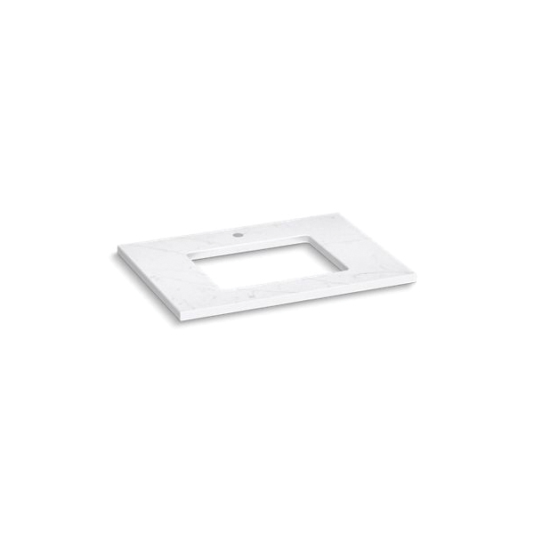 Kohler® 28248-EST Silestone® Vanity Top With Cutout, 1-3/16 in OAH x 31-1/8 in OAW x 22-7/16 in OAD, Quartz Top, Eternal Statuario Top