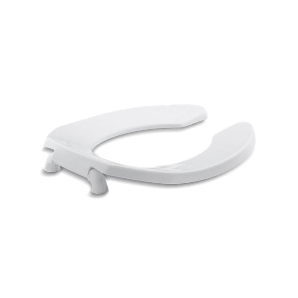 Kohler® 4680-C-0 Lustra™ Toilet Seat With Anti-Microbial Agent, Round Bowl, Open Front, Plastic, White, Self-Sustaining Self-Sustaining Check Hinge