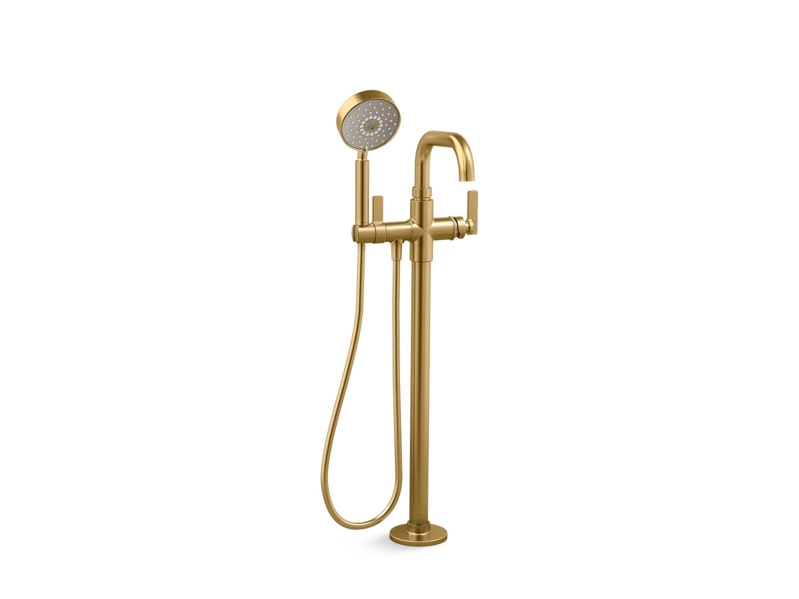 Kohler® T35924-4-2MB Castia™ by Studio McGee Floor Mount Bath Filler Trim with Handshower, 11 gpm Flow Rate, Vibrant Brushed Moderne Brass, 1 Handles