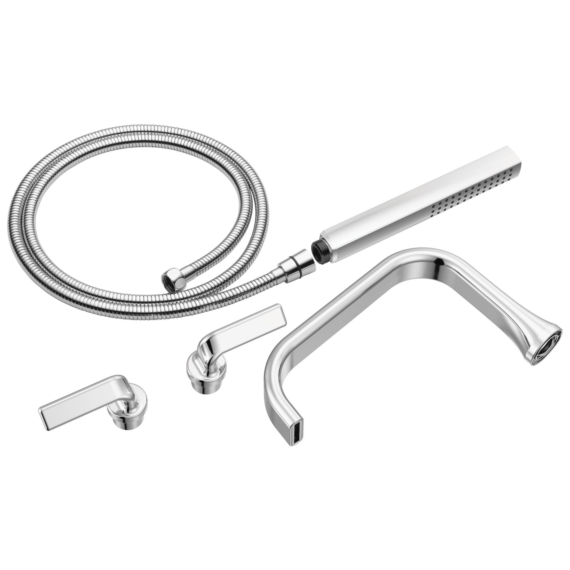 Brizo® T70367-PC Tub Filler Trim, 1.75 gpm Flow Rate, 8 in Center, Chrome, 3 Handles, Import