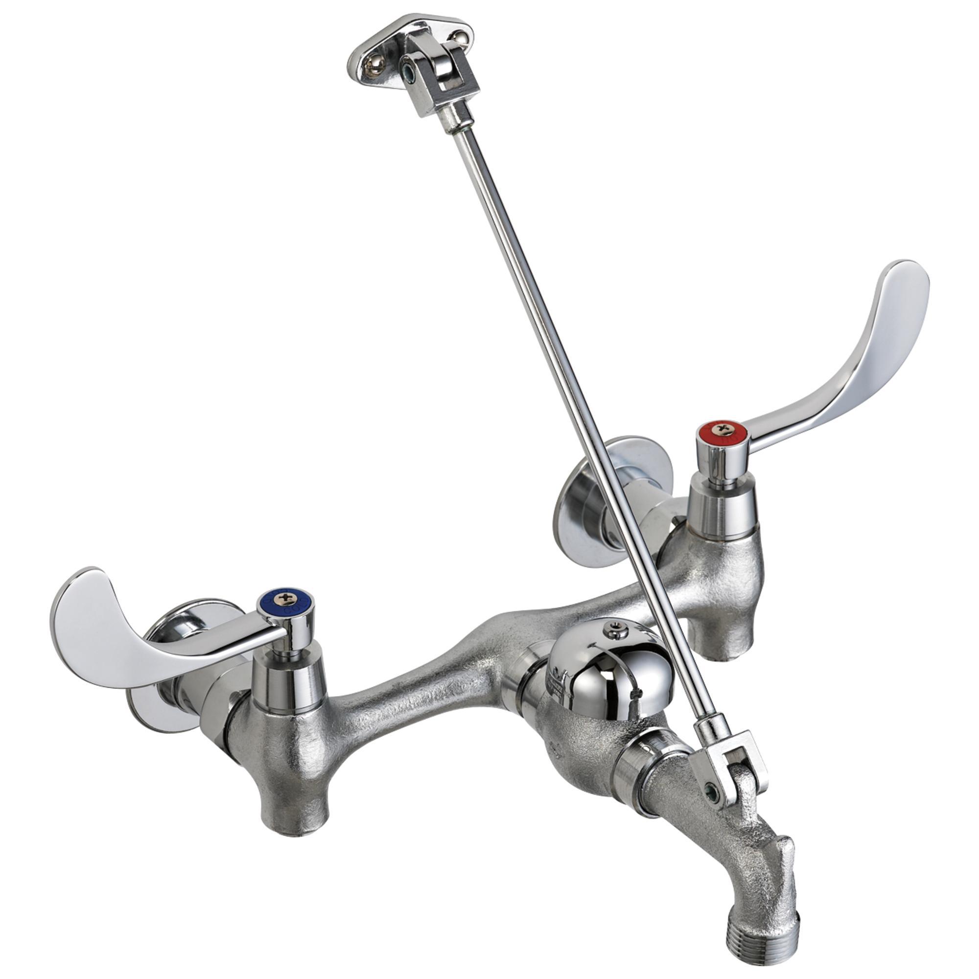 DELTA® 28C9LH Service Sink Faucet, Wall Mount, 2 Handles, 8 in Center, Rough Chrome