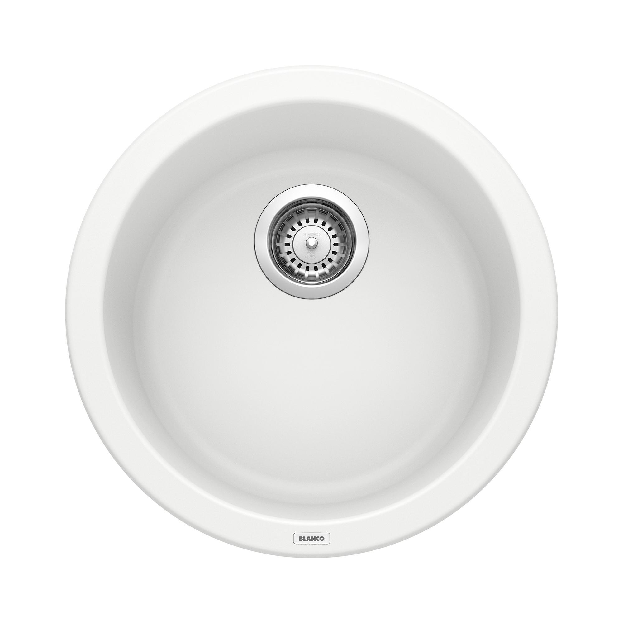 Blanco 511631 Composite Bar Sink, RONDO™ SILGRANIT® II, Round Shape, 17-11/16 in Dia, Granite, White, Import