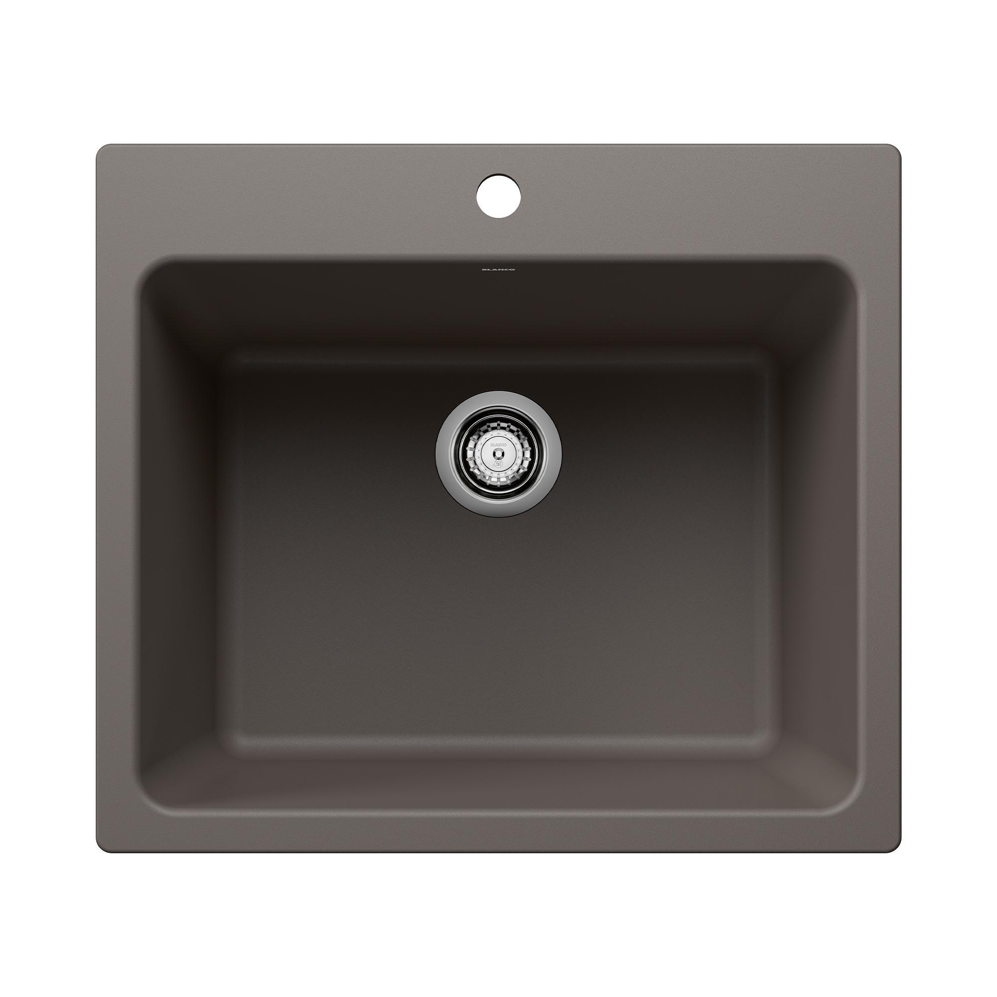 Blanco 443116 LIVEN SILGRANIT Laundry Sink, Rectangle Shape, 12-1/2 in H x 25 in W x 22 in D, Drop-In/Undermount Mounting, Granite, Volcano Gray, Import