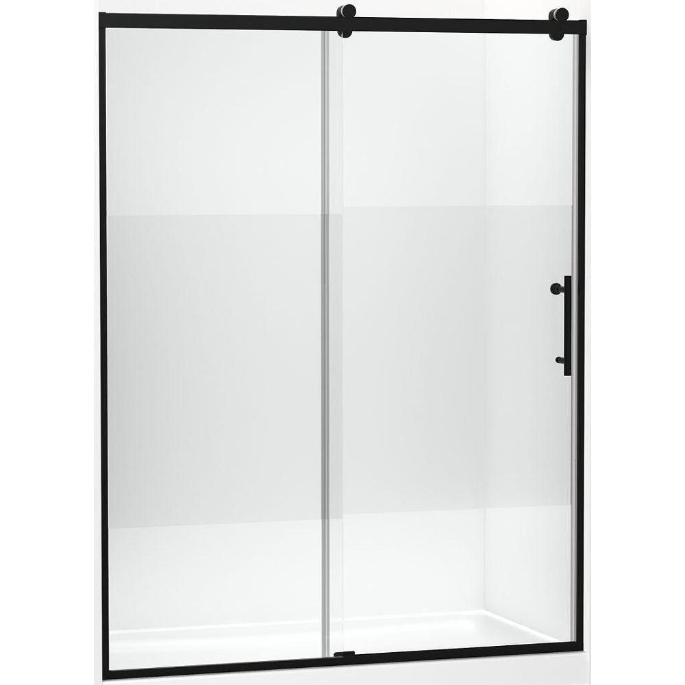 Kohler® 702256-10G81-BL 702256-10G81 Rely® Door, Frameless Frame, Crystal Clear Tempered Glass, Matte Black, 3/8 in THK Glass, 73-7/8 in H Opening, 56-5/8 to 59-5/8 in W Opening