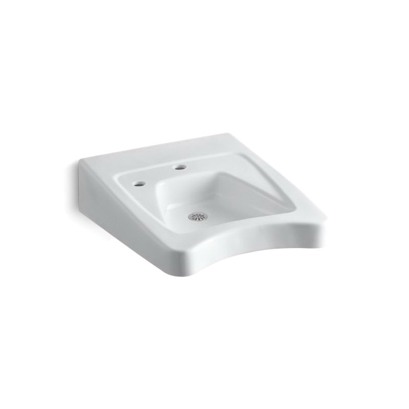 Kohler® 12638-L-0 Morningside™ Wheelchair Users Bathroom Sink With Overflow, Rectangle Shape, 5-3/4 in Faucet Hole Spacing, 20 in W x 21-1/2 in D x 8-1/8 in H, Vitreous China, White