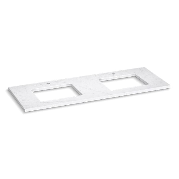 Kohler® 28258-EST Silestone® Vanity Top With Double Cutout, 1-3/16 in OAH x 61-1/8 in OAW x 22-7/16 in OAD, Quartz Top, Eternal Statuario Top
