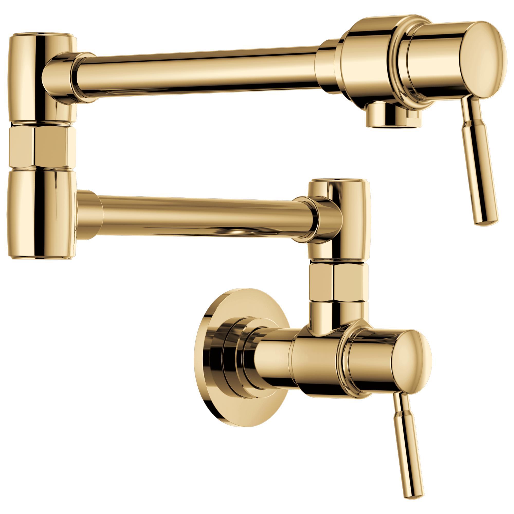 Brizo® 62820LF-PG Brizo® European Pot Filler, Dual Jointed Swivel Spout, Polished Gold, 2 Handles, Import