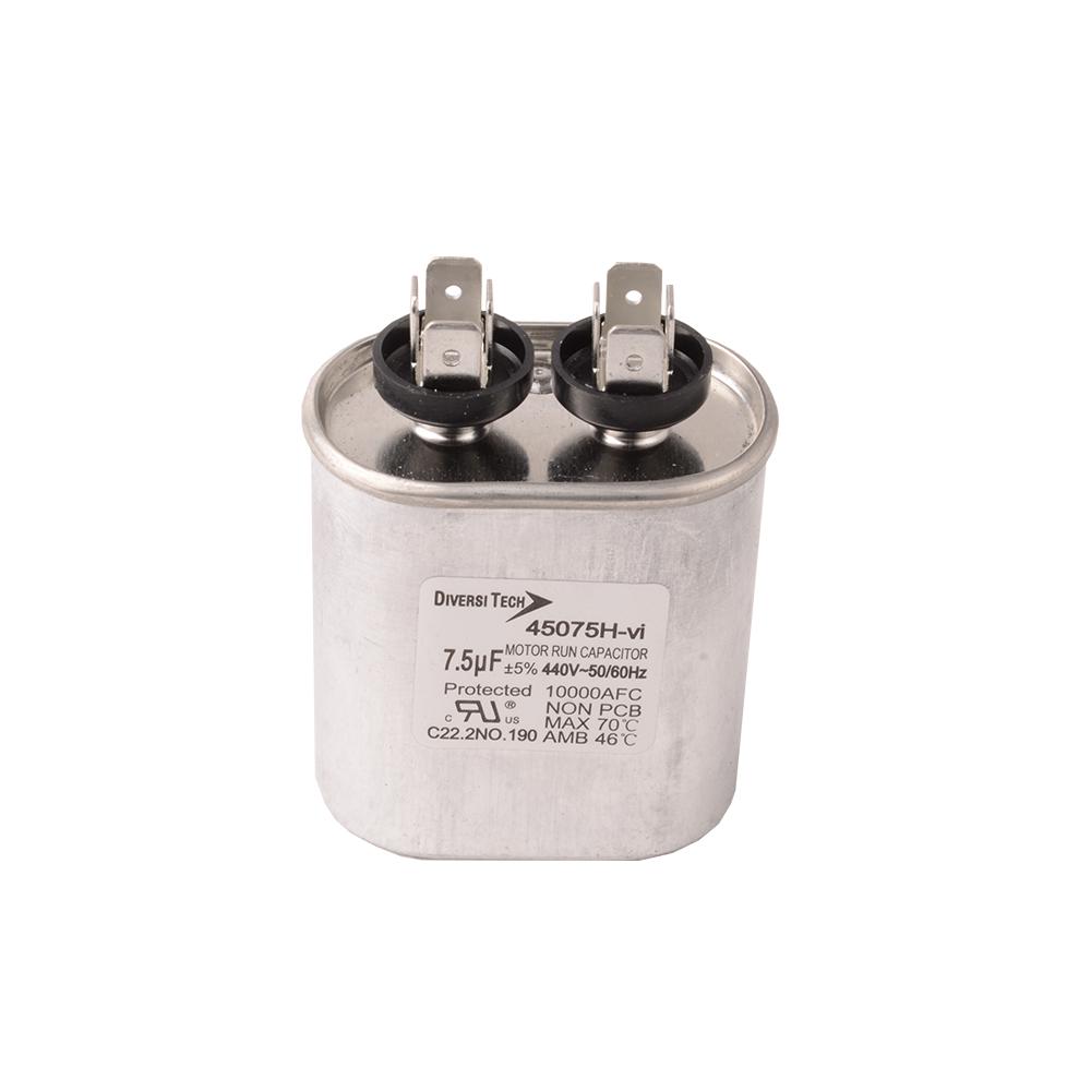 Diversitech 45075H Single Motor Run Capacitor, 7.5 uF, 440 VAC, Oval