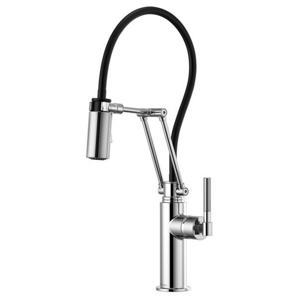 Brizo® 63243LF-PC Litze™ Articulating Kitchen Faucet, 1.8 gpm Flow Rate, Swivel Spout, Polished Chrome, 1 Handles, Domestic