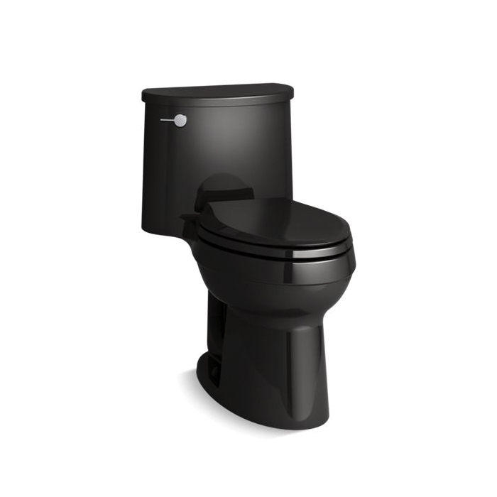 Kohler® 3946-7 1-Piece Toilet, Adair® Comfort Height®, Elongated Bowl, 16-1/2 in H Rim, 12 in Rough-In, 1.28 gpf, Black