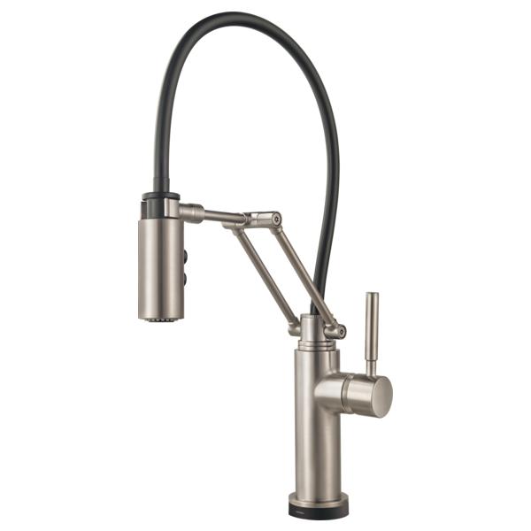 Brizo® 64221LF-SS Solna® Articulating Kitchen Faucet, Commercial, 1.8 gpm Flow Rate, 8 in Center, Swivel Spout, Stainless Steel, 1 Handles, Domestic