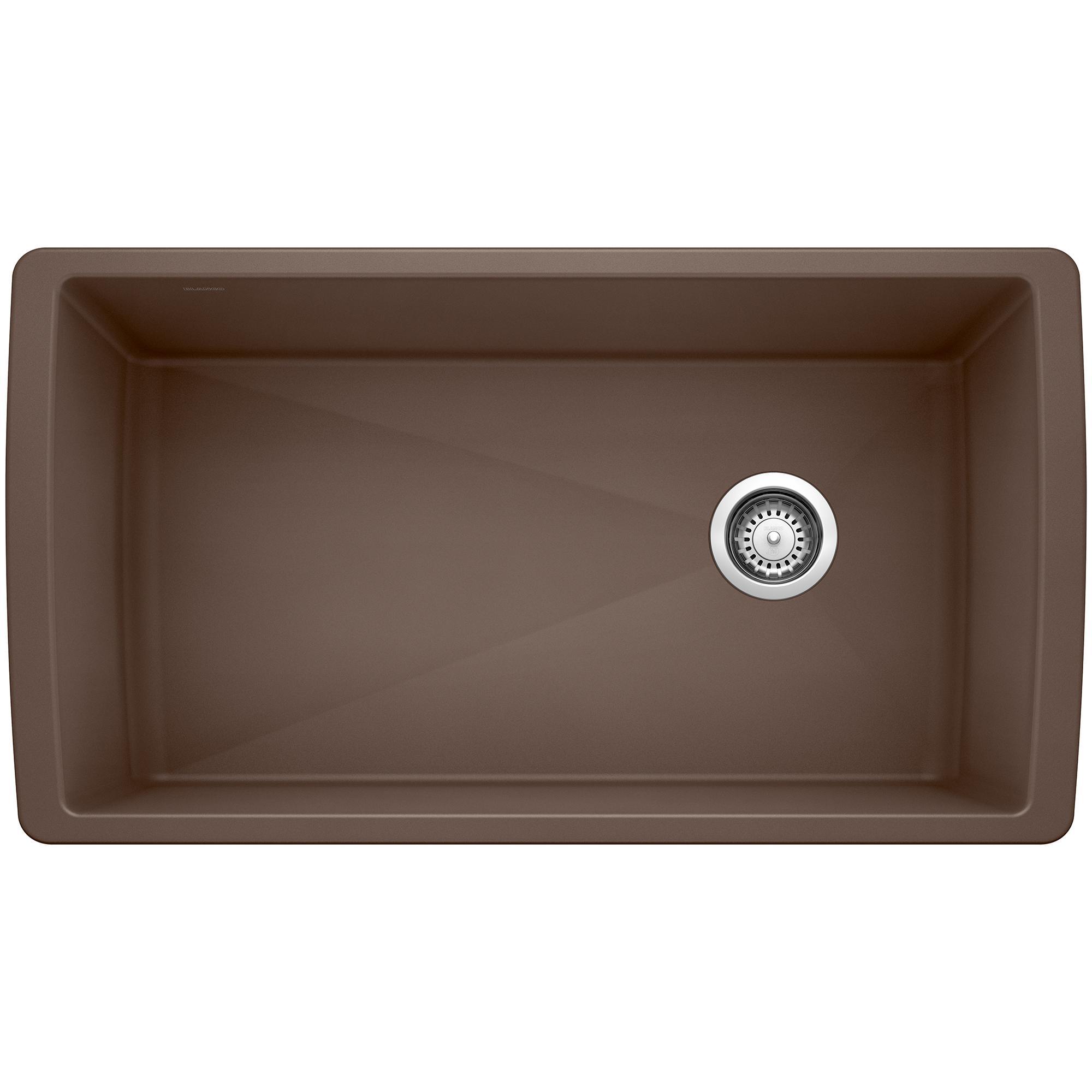 Blanco 441771 DIAMOND™ SILGRANIT® II Super Single Bowl Composite Sink, Cafe Brown, Rectangle Shape, 30-1/2 in L x 16-1/2 in W x 9-1/2 in D Bowl, 33-1/2 in L x 18-1/2 in W, Granite