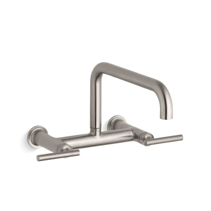 Kohler® 7549-4-VS Purist® Bridge Faucet, 1.8 gpm Flow Rate, 8 in Center, High-Arc Spout, Vibrant® Stainless Steel, 2 Handles