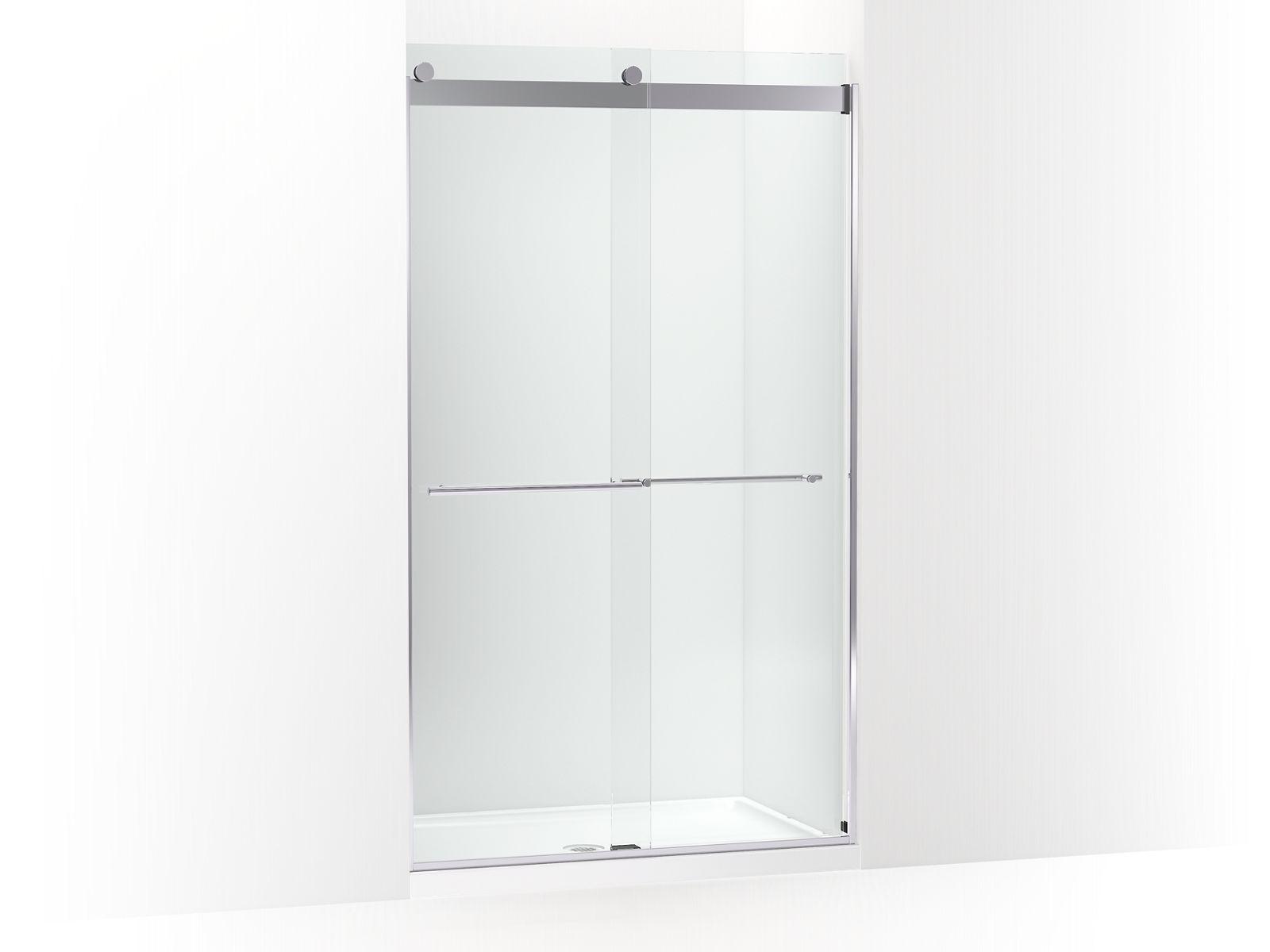 Kohler® 702428-L-SHP 702428-L Levity® Plus Sliding Shower Door, Frameless Frame, Crystal Clear Tempered Glass, Bright Polished Silver, 3/8 in THK Glass, 75-5/8 in H Opening, 44-5/8 to 47-5/8 in W Opening