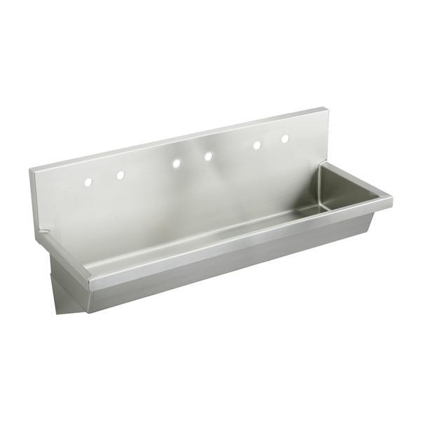 Just Manufacturing J7220-3-J Hand Wash Sink, Rectangular Shape, 18 in H x 20 in W x 72 in L, Wall Mounting, Stainless Steel, Lustrous, Domestic