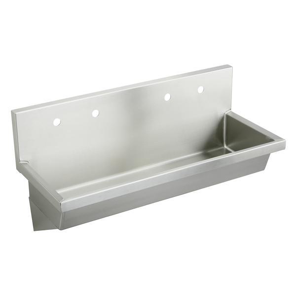 Just Manufacturing J4820-2-J Hand Wash Sink, Rectangular Shape, 18 in H x 20 in W x 48 in L, Wall Mounting, Stainless Steel, Lustrous, Domestic