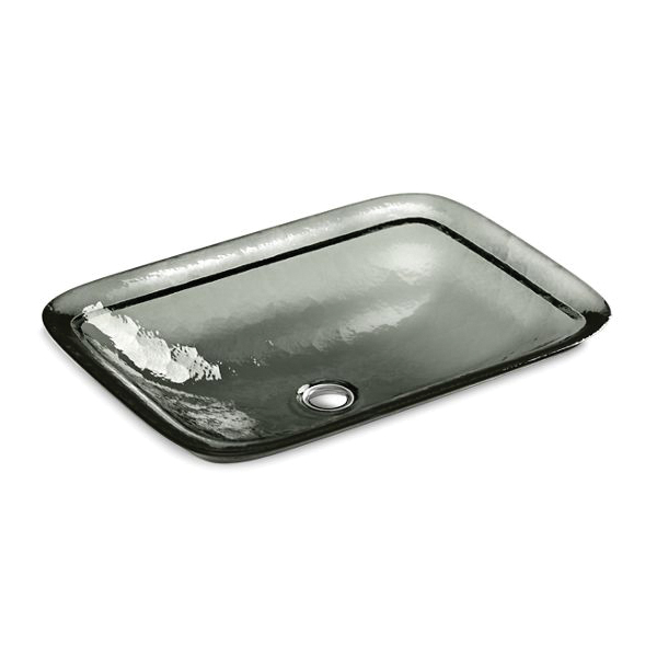 Kohler® 2773-TG8 Inia® Wading Pool® Bathroom Vessel Sink, Rectangular Shape, 20-5/8 in W x 14-15/16 in D x 4-11/16 in H, Above-Counter/Wall Mount, Glass, Translucent Stone