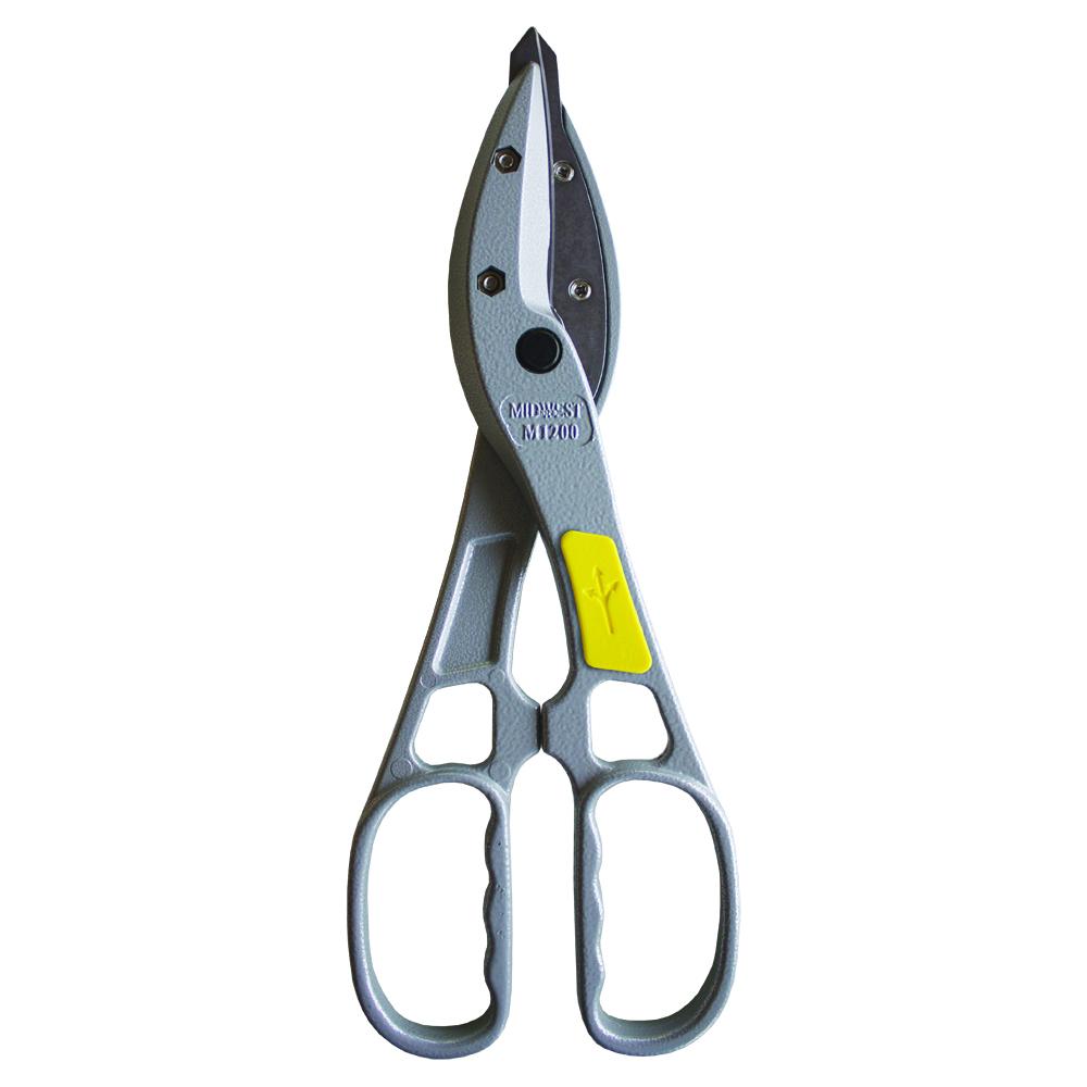 Midwest Snips&reg; MWT-1200 MAGSNIPS All Purpose Snips, 22 ga Mild Steel,28 ga Stainless Steel Cutting, 3.5 in Length of Cut, Straight/Wide Curve Snip, Steel Blade, Cast Magnesium Handle