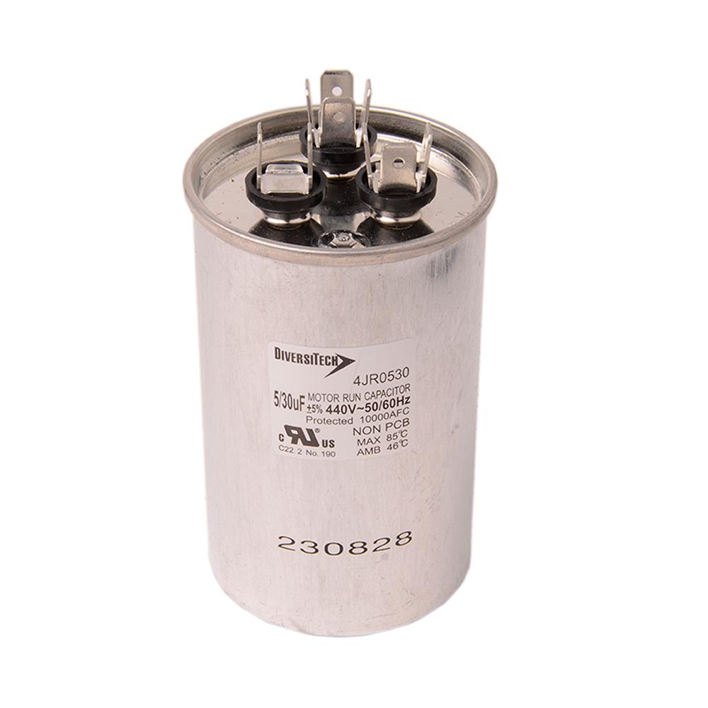 Diversitech 4JR0530 Dual Motor Run Capacitor, 5/30 uF, 400 VAC, Round