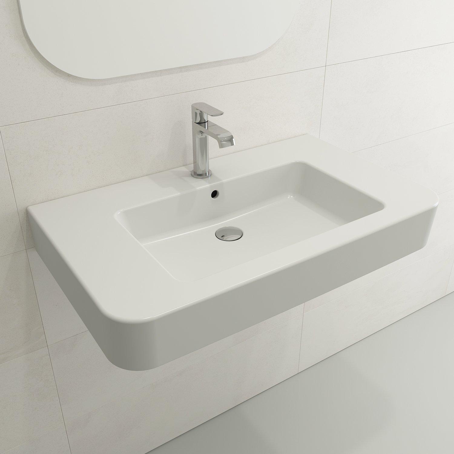 BOCCHI 1124-002-0126 Parma Modern Bathroom Sink, 4.75 in H x 19.75 in W x 33.5 in L, Fireclay, Matte White, Import