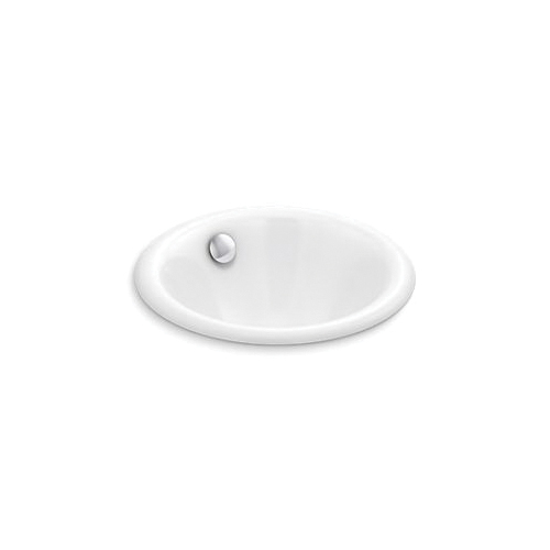 Kohler® 20211-0 Iron Plains® Bathroom Sink With Overflow Drain, Round Shape, 12 in W x 12 in D x 6-5/16 in H, Enameled Cast Iron, White