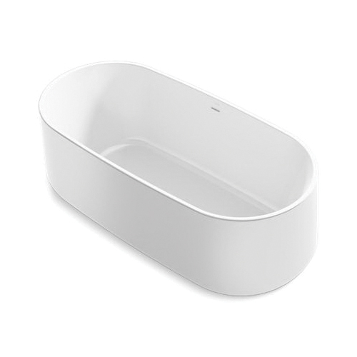 Kohler® 25985-0 Ceric™ Freestanding Bath, 65-1/4 in L x 31-5/16 in W, Center Toe-Tap Drain, White