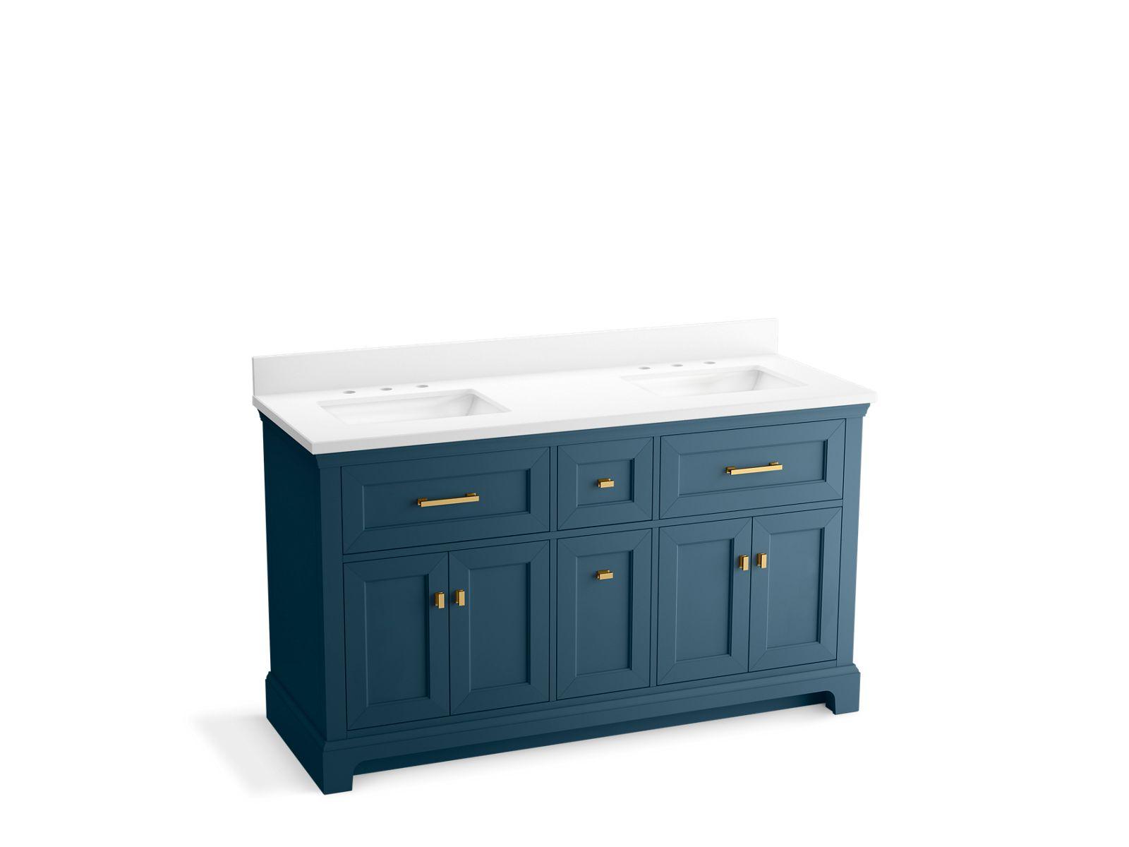 Kohler® 29263-BD1-TDB Charlemont™ Vanity Cabinet with Sink and Top, 39-11/16 in OAH x 60 in OAW x 22-7/16 in OAD