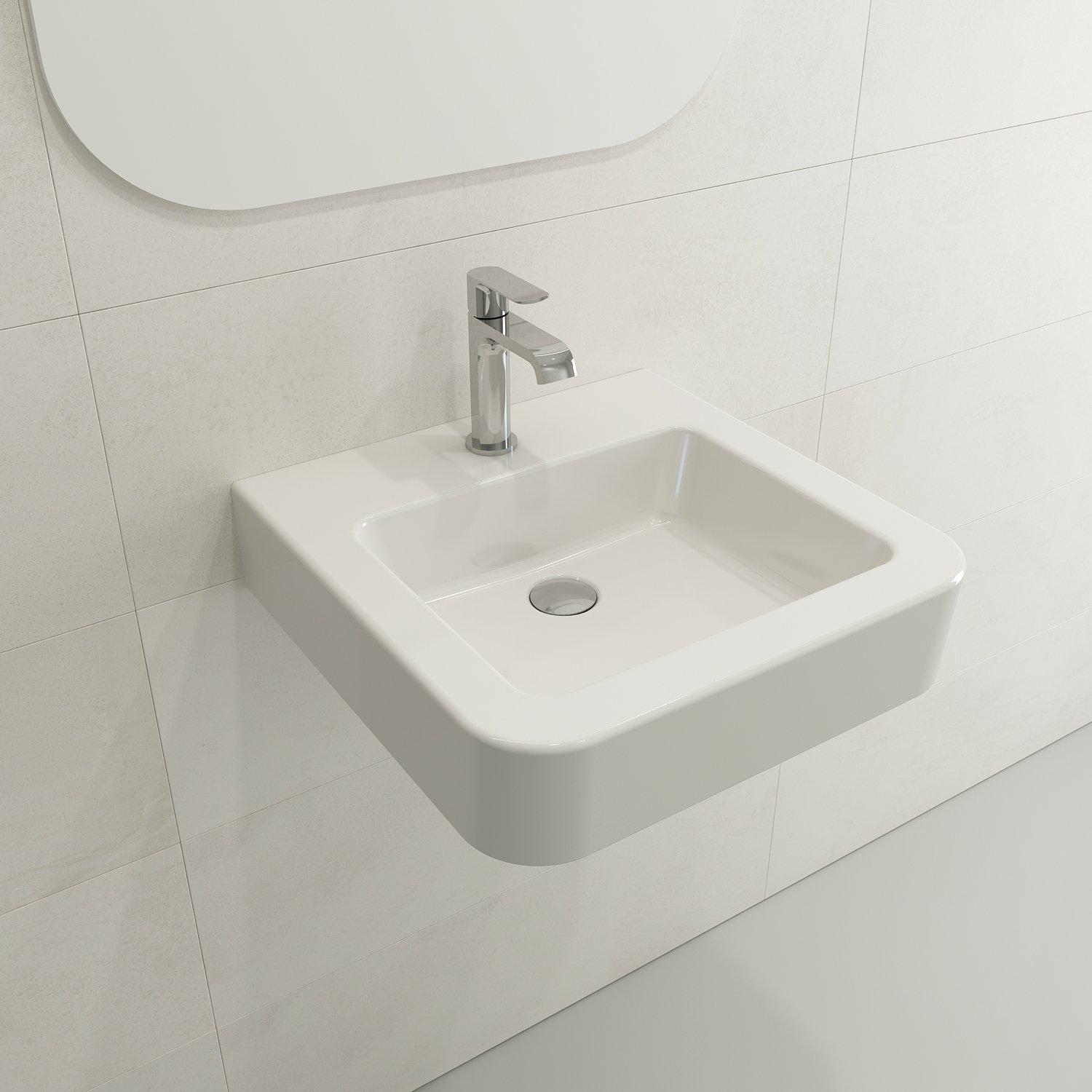 BOCCHI 1122-001-0126 Parma Modern Bathroom Sink, 4.75 in H x 16.5 in W x 19.75 in L, Fireclay, White, Import