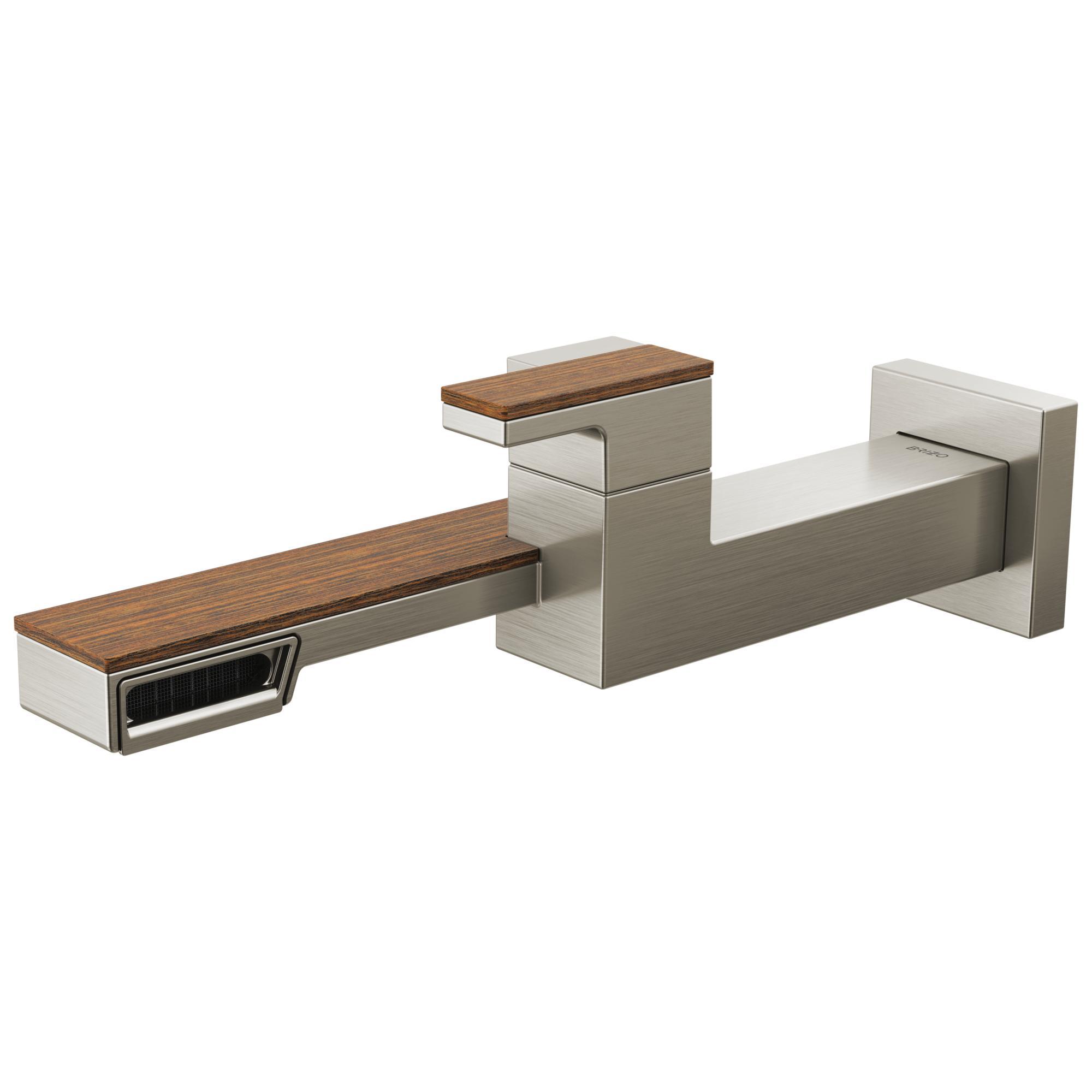 Brizo® T65722LF-NKTK Frank Lloyd Wright® Lavatory Faucet, Commercial/Residential, 1.2 gpm Flow Rate, Luxe Nickel/Teak Wood, 1 Handles