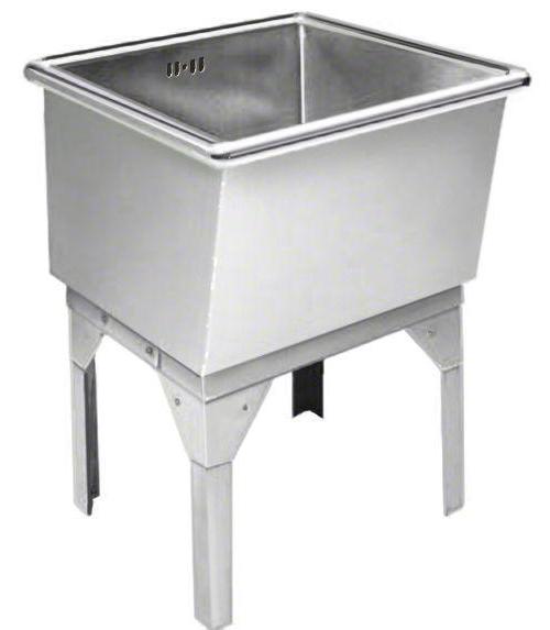 Just Manufacturing J127JHL-35-J Integra Drain Laundry Tub Sink, Rectangular Shape, 33 in H x 27 in W x 27 in L, Wall Mounting, 304 Stainless Steel, Buffed Satin, Domestic