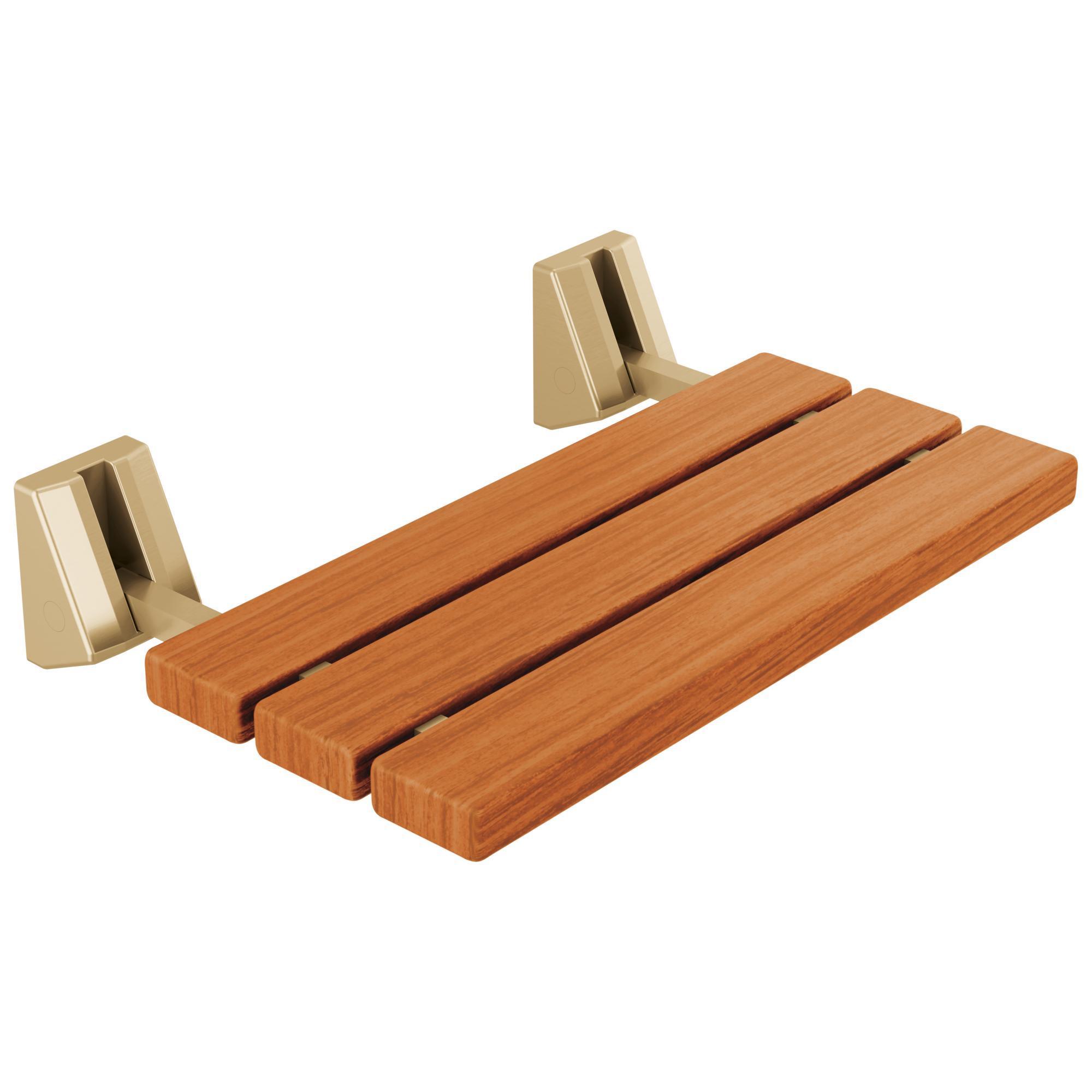 DELTA® 5SE-SBS-6-CZ-PR Steam Shower Seat, 17 to 21 inch From Finished Floor to Center of Upper Mounting Screw Holes, Lumicoat Champagne Bronze, Import