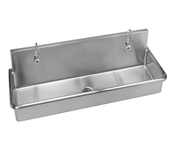 Just Manufacturing JADA4820S-J Surgeon Scrub ADA Sink Kit, Rectangular Shape, 15-1/2 in H x 20 in W x 48 in L, Wall Mounting, 304 Stainless Steel, Buffed Satin, Import