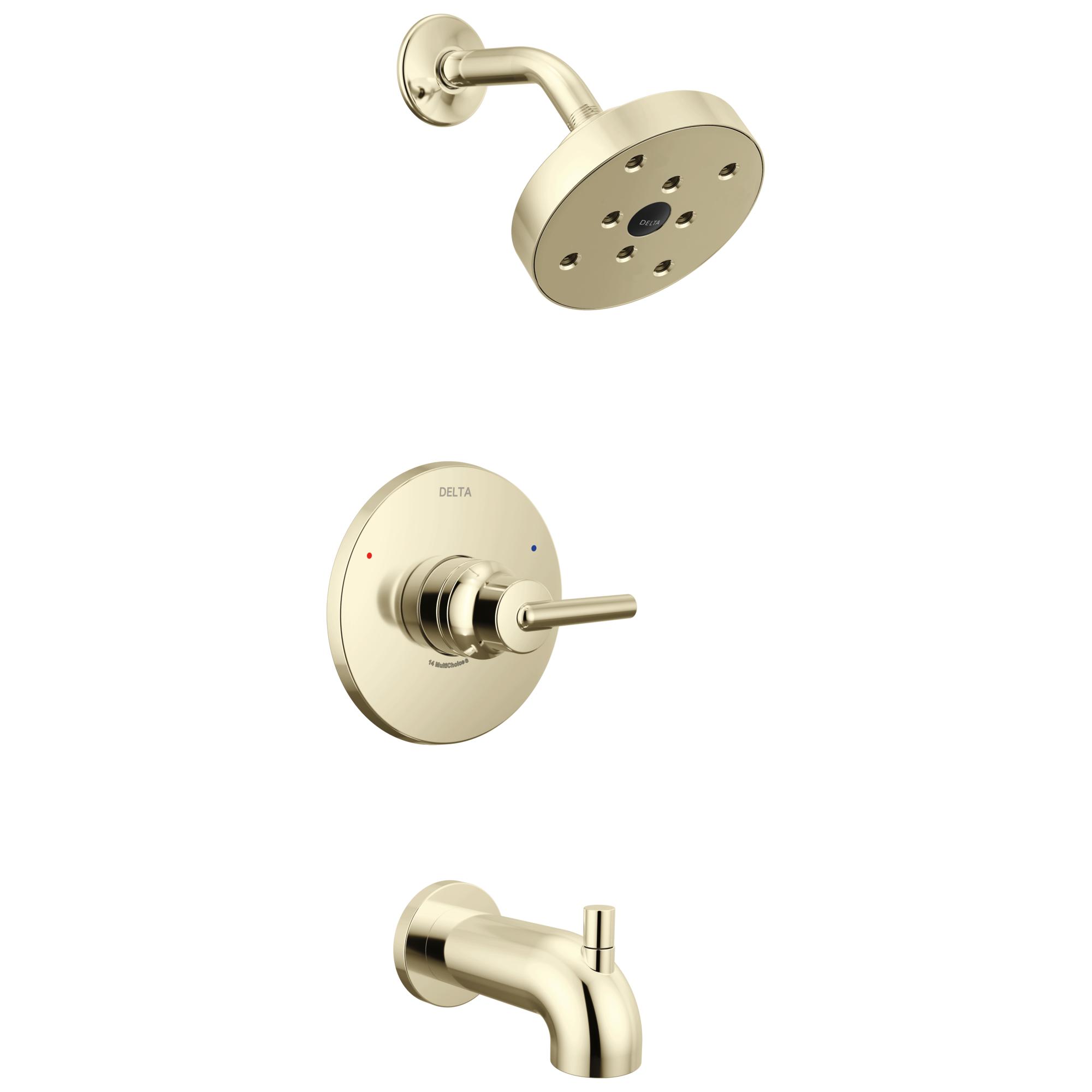 DELTA® T14459-PN T14459 Trinsic® Tub & Shower Trim, 6.19 in L 6.5 in W 6.5 in H, Brass, Polished Nickel
