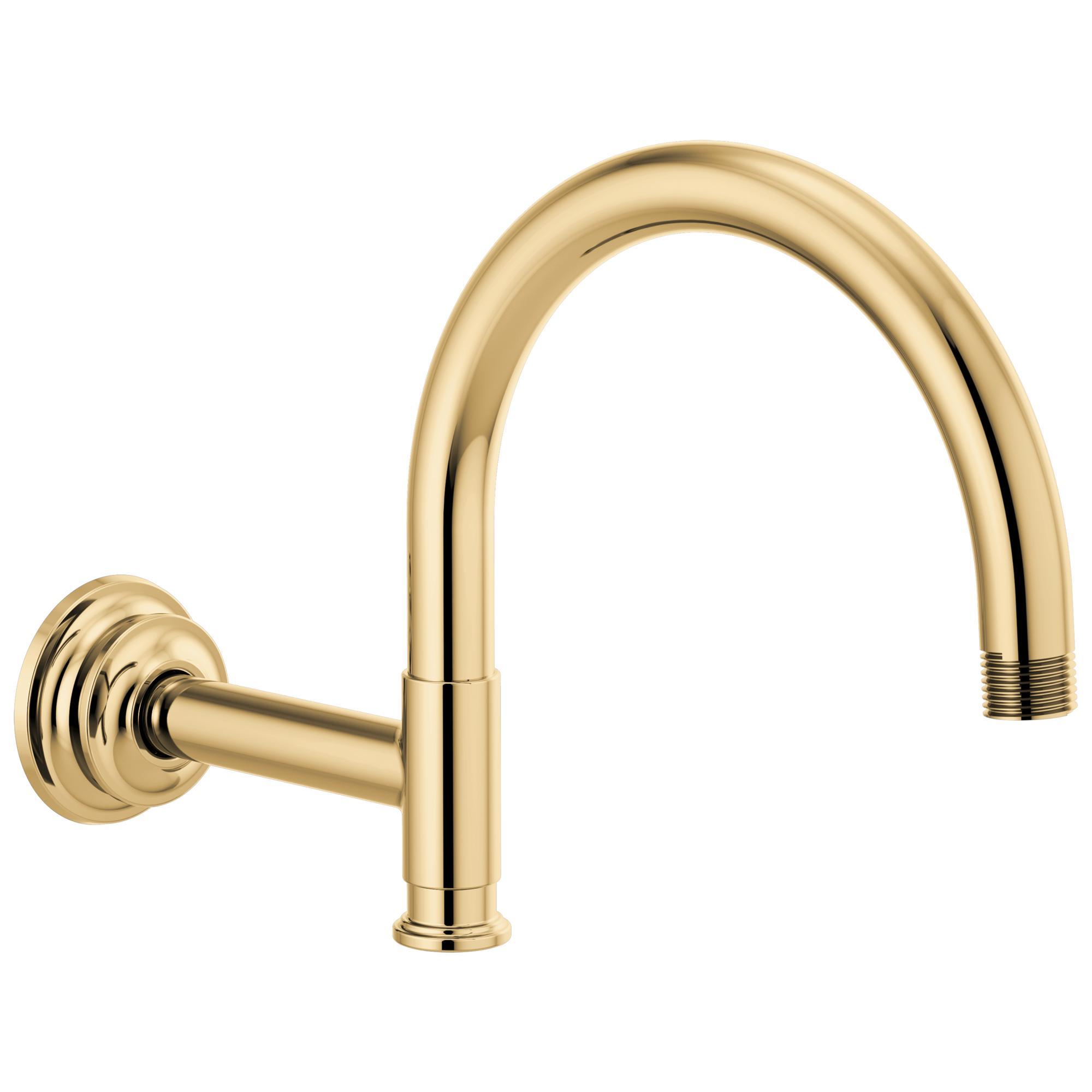 Brizo® RP100326PG Invari™ Arc Shower Arm and Flange, 12-1/8 in L, Solid Brass Arm, 1/2 in NPT, Import