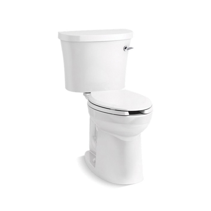 Kohler® 25077-RA-0 2-Piece Chair Height Toilet, Kingston™ Comfort Height®, Elongated Bowl, 16-1/2 in H Rim, 12 in Rough-In, 1.28 gpf, White
